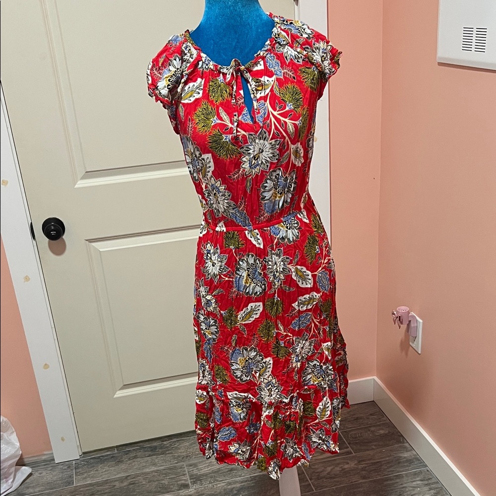 Floral Red Dress